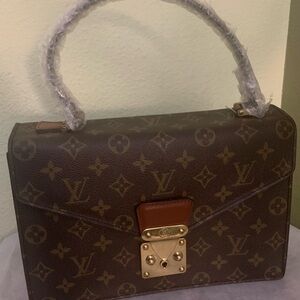 Louis Vuitton Brown Monogram Shoulder Bag with Gold Hardware.